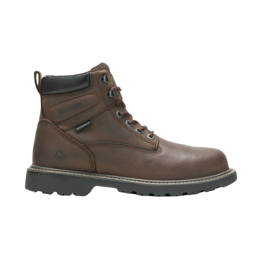 Wolverine Men's Leather Work Boot Floorhand Waterproof Steel-Toe 6" Work Boot, Dark Brown