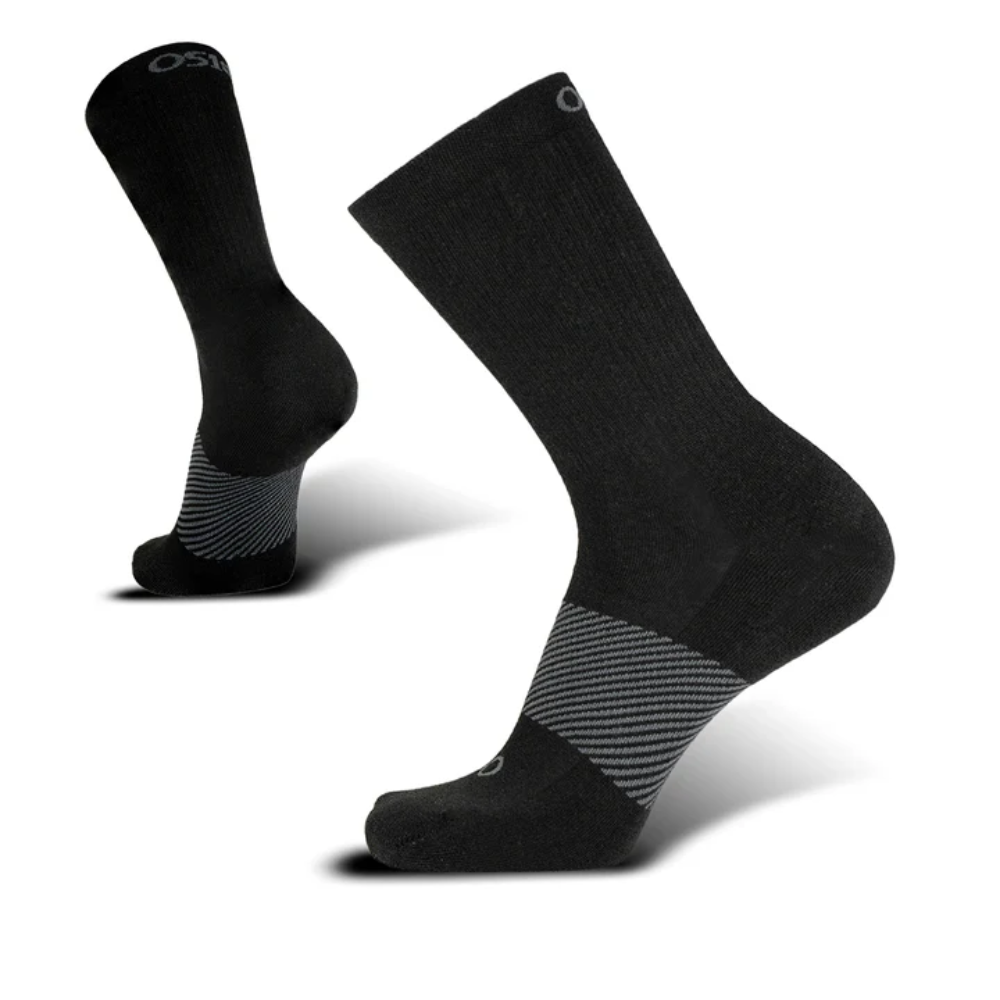 OS1st WC Wicked Comfort Black Crew Socks | Cushioned Mid-Calf Moisture-Wicking Performance