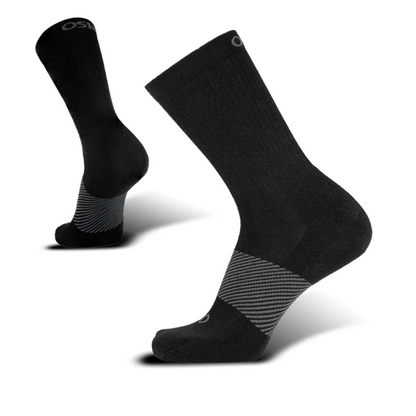 OS1st WC Wicked Comfort Black Crew Socks | Cushioned Mid-Calf Moisture-Wicking Performance
