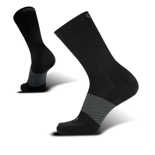 OS1st WC Wicked Comfort Black Crew Socks | Cushioned Mid-Calf Moisture-Wicking Performance