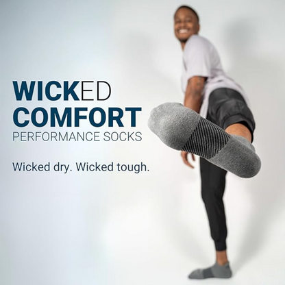 OS1st WC Wicked Comfort Black Crew Socks | Cushioned Mid-Calf Moisture-Wicking Performance