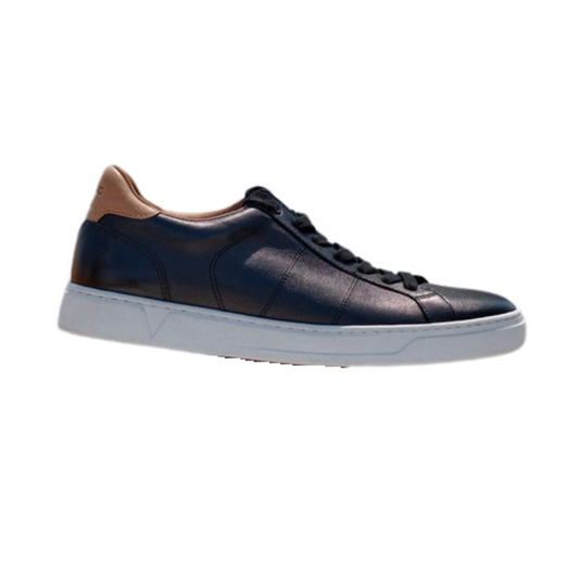 Vionic Lucas II - Men's Casual Comfort Leather Sneaker, Black/Tan Medium