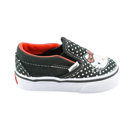 Vans Hello Kitty Toddler Canvas Slip on shoes, Black/Red