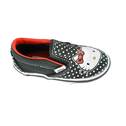 Vans Hello Kitty Toddler Canvas Slip on shoes, Black/Red