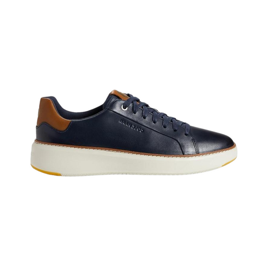Cole Haan Men's Grandpro TopSpin Sneaker Navy Blazer Leather/British Tan/Ivory, Wide