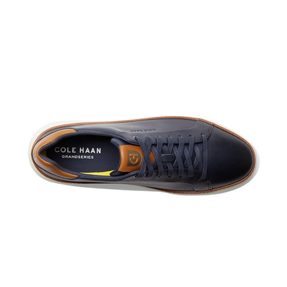 Cole Haan Men's Grandpro TopSpin Sneaker Navy Blazer Leather/British Tan/Ivory, Wide