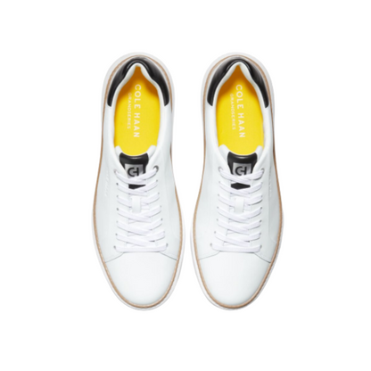 Cole Haan Men’s GrandPrø Topspin Luxurious Lightweight Leather Sneakers – Optic White, Wide