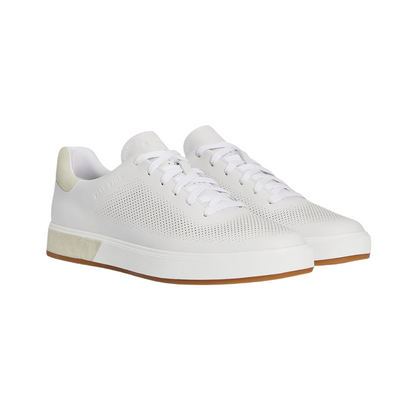 Cole Haan Grandpro Angleace Modern Lightweight Leather Sneakers, Optic White/Silver Birch, Med