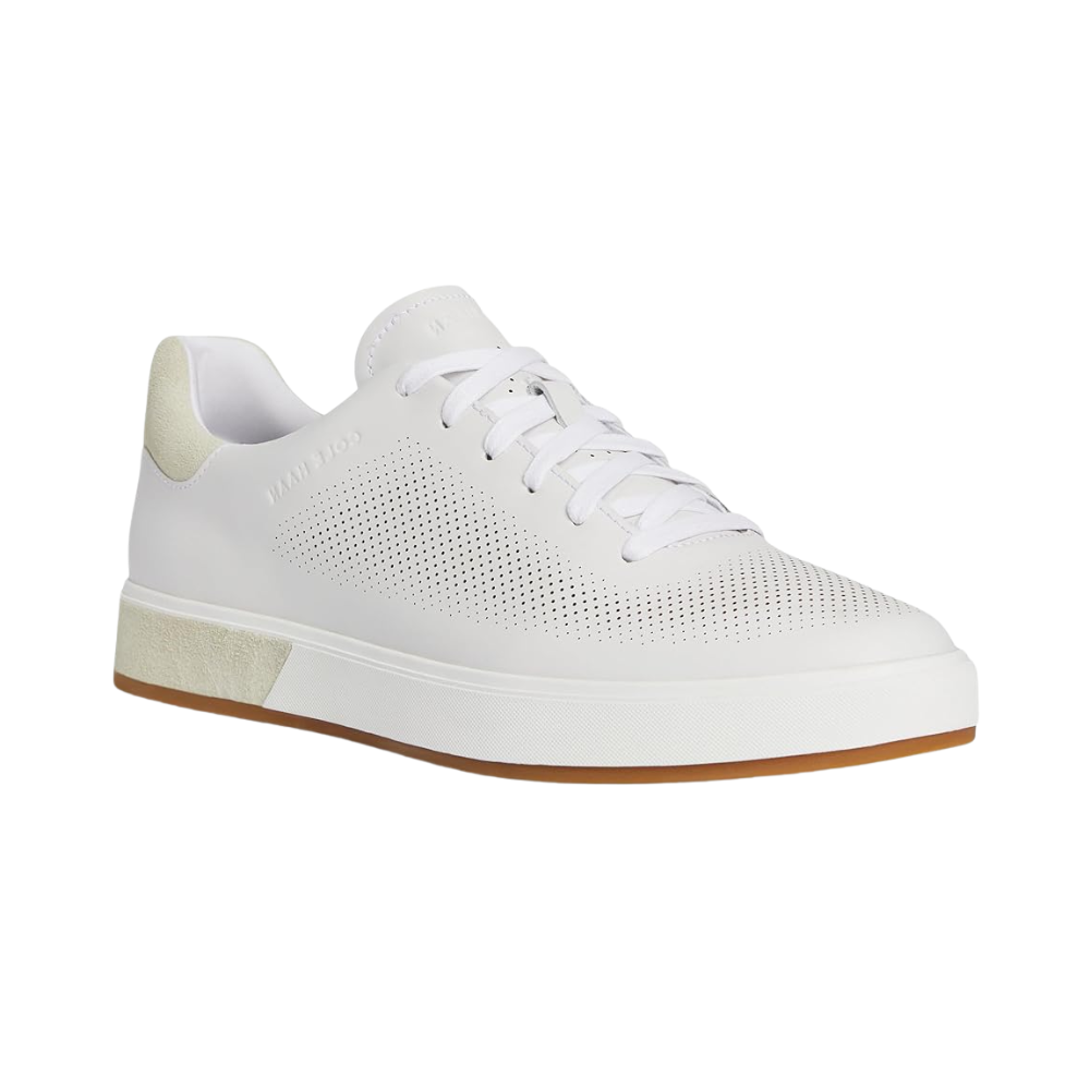 Cole Haan Grandpro Angleace Modern Lightweight Leather Sneakers, Optic White/Silver Birch, Med