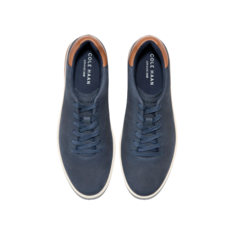 Cole Haan Grandpro Angleace Modern Lightweight Leather Sneakers, Navy Blazer-British Tan-Gum, Med