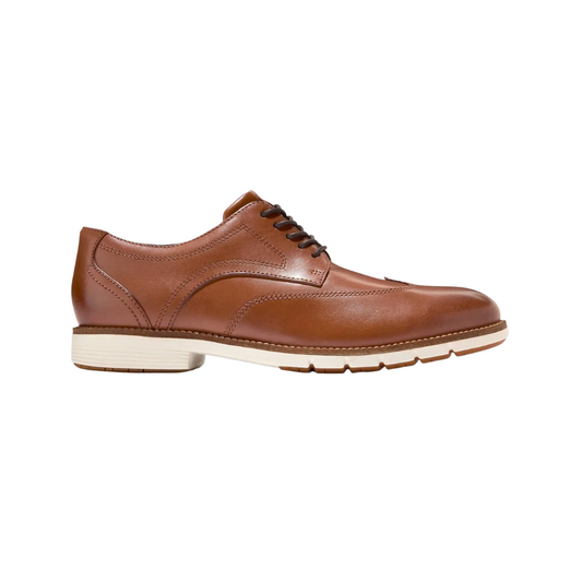 Cole Haan Grand FlexGrand 360 Wingtip Oxford Polished Leather, Lightweight, British Tan/Ivory, Med