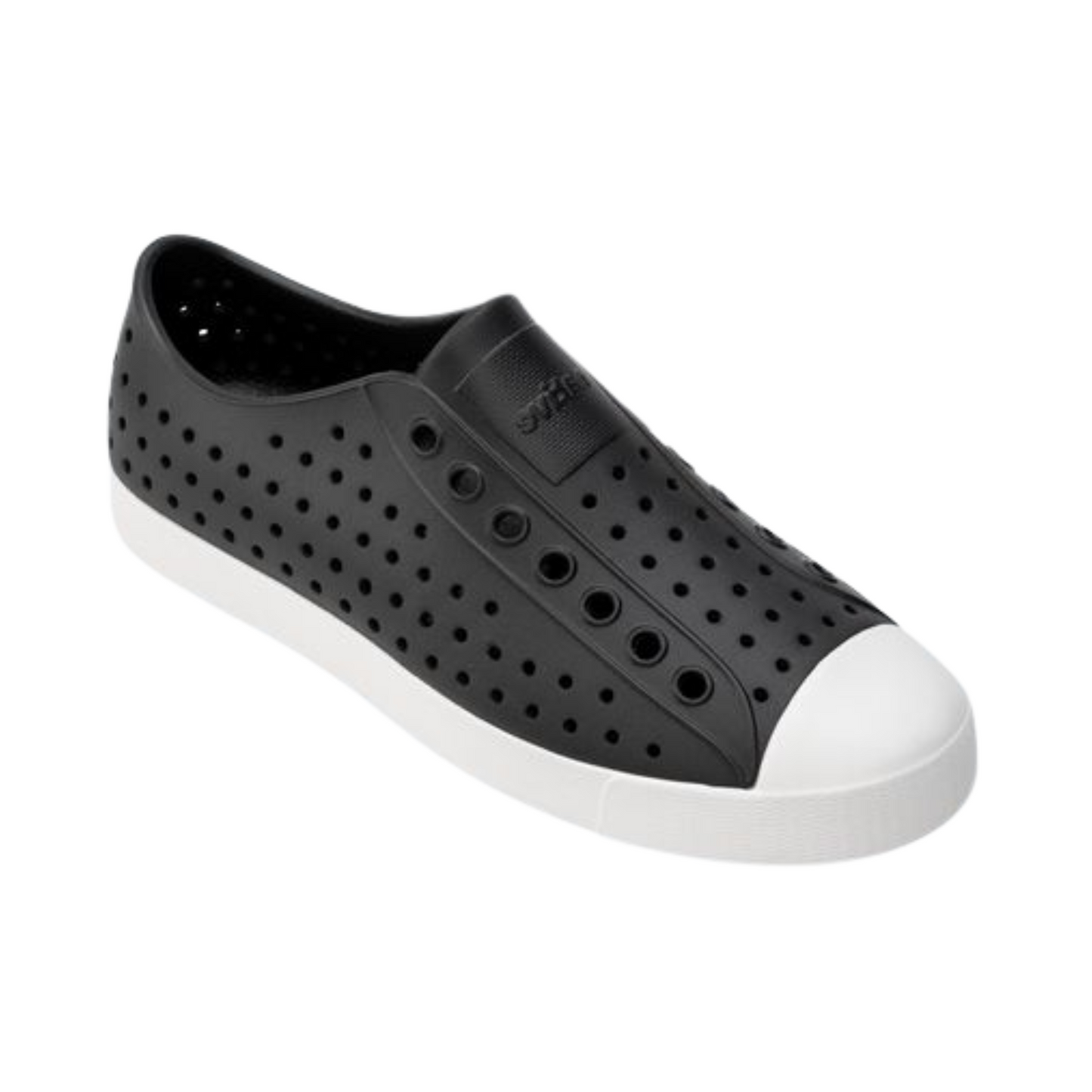 Native Shoes Jefferson Sugarlite – Lightweight, Breathable Unisex Adults Sneakers, Jiffy Black /Shell   White