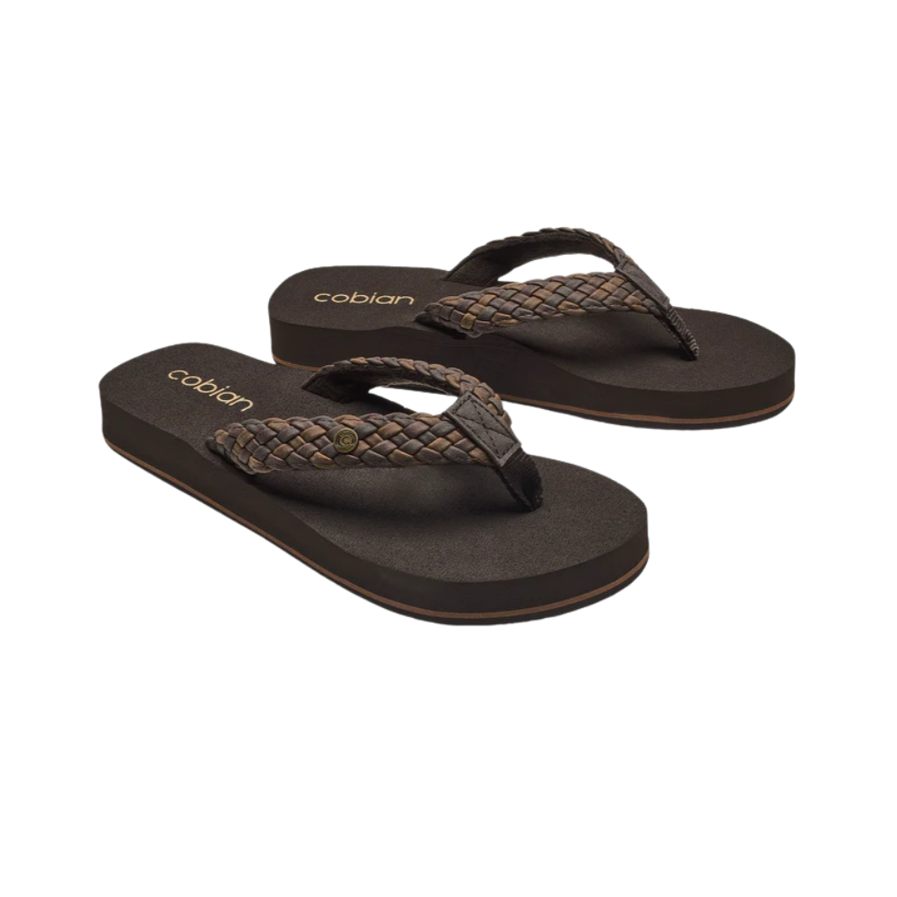 Cobian Women's Braided Bounce Arch Support Leather Sandals - Chocolate