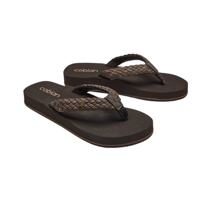 Cobian Women's Braided Bounce Arch Support Leather Sandals - Chocolate