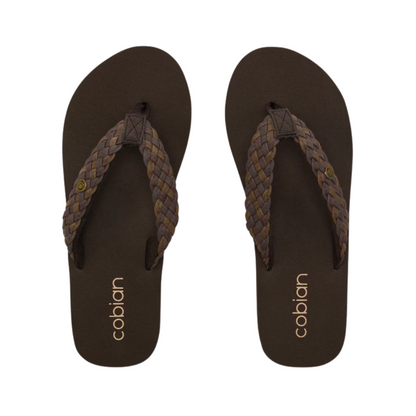 Cobian Women's Braided Bounce Arch Support Leather Sandals - Chocolate