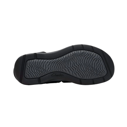 Clarks Men's Saltway Cove Black Leather Sandals CL-26176899