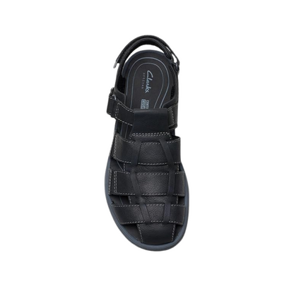 Clarks Men's Saltway Cove Black Leather Sandals CL-26176899