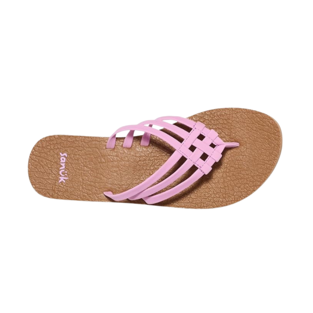 Sanuk Women's Yoga Sandy Flip-Flop Sandals with Soft Yoga Mat Footbed for All-Day Comfort, Pink