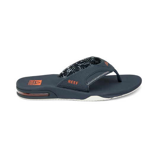 REEF Fanning Men's Bottle Opener Flip Flop Navy/Orange Tropic CJ6751