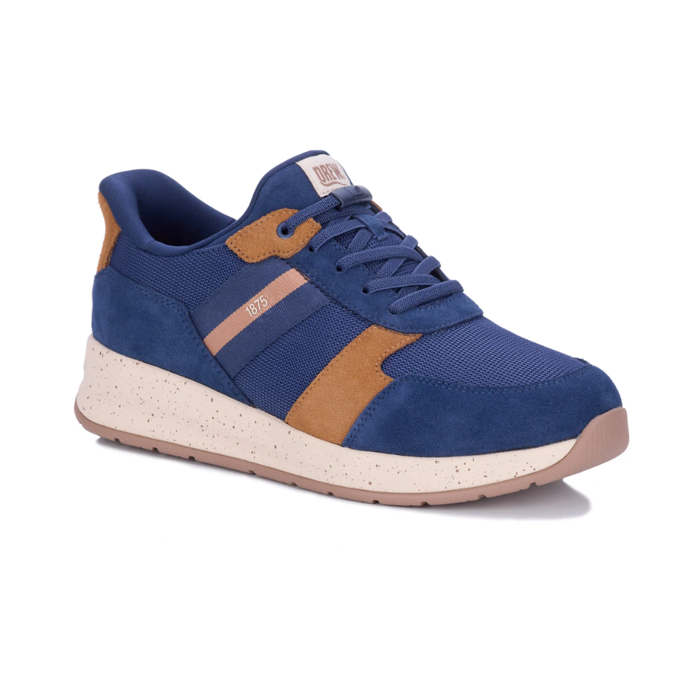 Drew Men’s Connor Orthotic Comfort Sneaker  Navy Suede Combo 40113