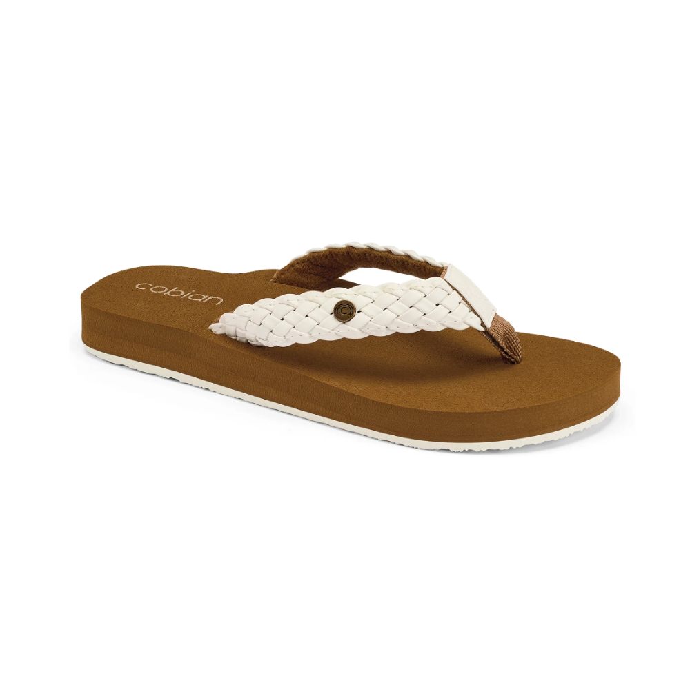 Cobian Women's Braided Bounce Synthetic Leather Casual Sandals - White