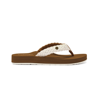 Cobian Women's Braided Bounce Synthetic Leather Casual Sandals - White