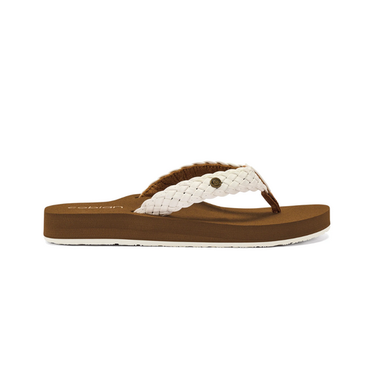 Cobian Women's Braided Bounce Synthetic Leather Casual Sandals - White