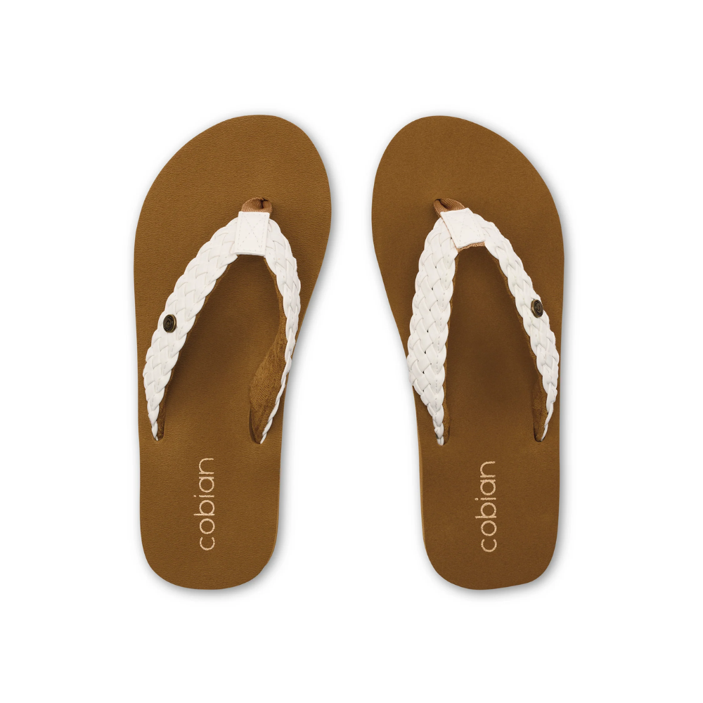 Cobian Women's Braided Bounce Synthetic Leather Casual Sandals - White
