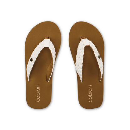 Cobian Women's Braided Bounce Synthetic Leather Casual Sandals - White