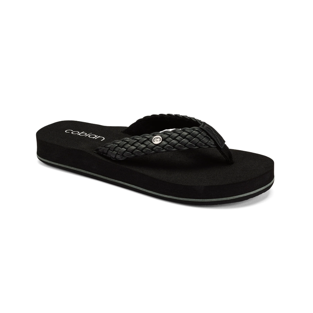 Cobian Women's Braided Bounce Arch Support Leather Sandals - Black