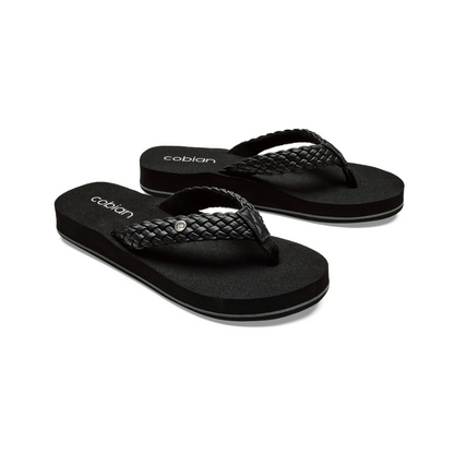 Cobian Women's Braided Bounce Arch Support Leather Sandals - Black