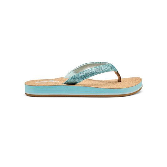 Cobian Girls Lil' Capri Blue Glitter Flip Flop Sandals Cork Footbed New