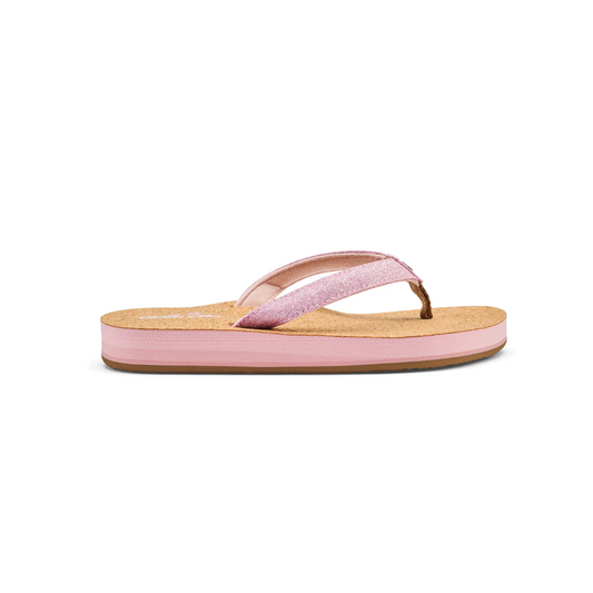 Cobian Girls Lil' Capri Pink Glitter Flip Flop Sandals Cork Footbed New