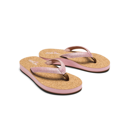 Cobian Girls Lil' Capri Pink Glitter Flip Flop Sandals Cork Footbed New