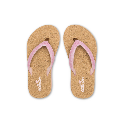 Cobian Girls Lil' Capri Pink Glitter Flip Flop Sandals Cork Footbed New