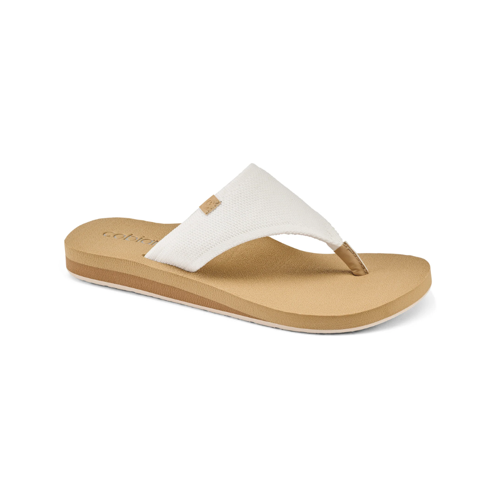 Cobian Women's Bermuda Bounce Mesh Strap Wedge Flip Flop Sandal Cream