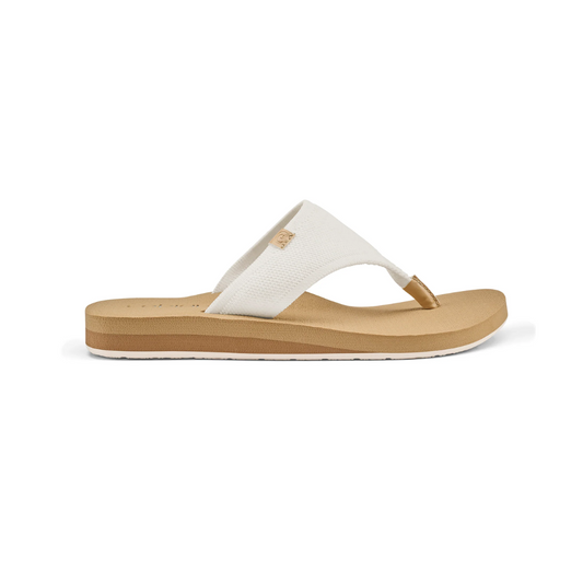 Cobian Women's Bermuda Bounce Mesh Strap Wedge Flip Flop Sandal Cream