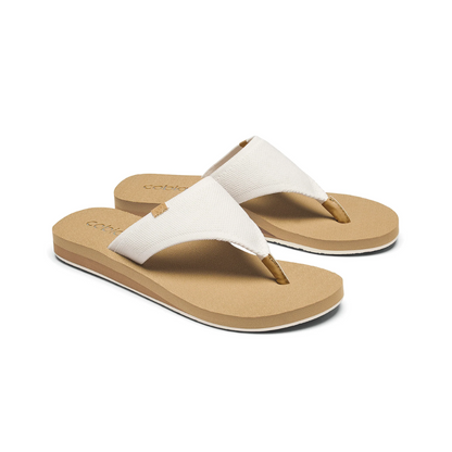 Cobian Women's Bermuda Bounce Mesh Strap Wedge Flip Flop Sandal Cream