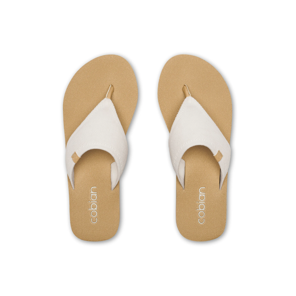 Cobian Women's Bermuda Bounce Mesh Strap Wedge Flip Flop Sandal Cream