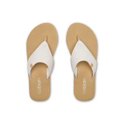 Cobian Women's Bermuda Bounce Mesh Strap Wedge Flip Flop Sandal Cream