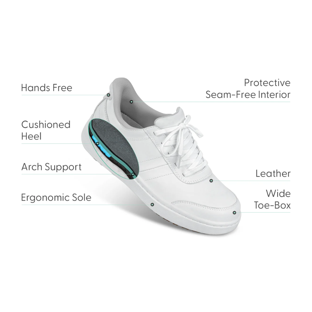 Orthofeet Wander Women Hand's Free Athletic Sneakers White - 81104M