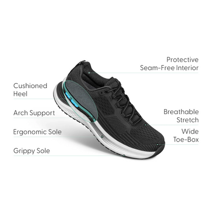 Orthofeet Relay - Women's Running Shoe - Black 87001M