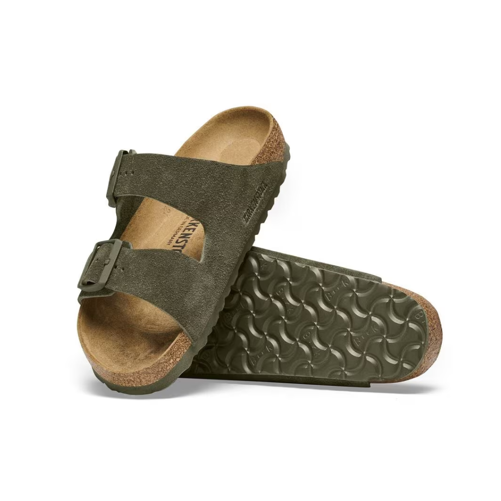 Birkenstock Arizona Suede Unisex Leather  Sandals - Narrow Fit Thyme 1025720