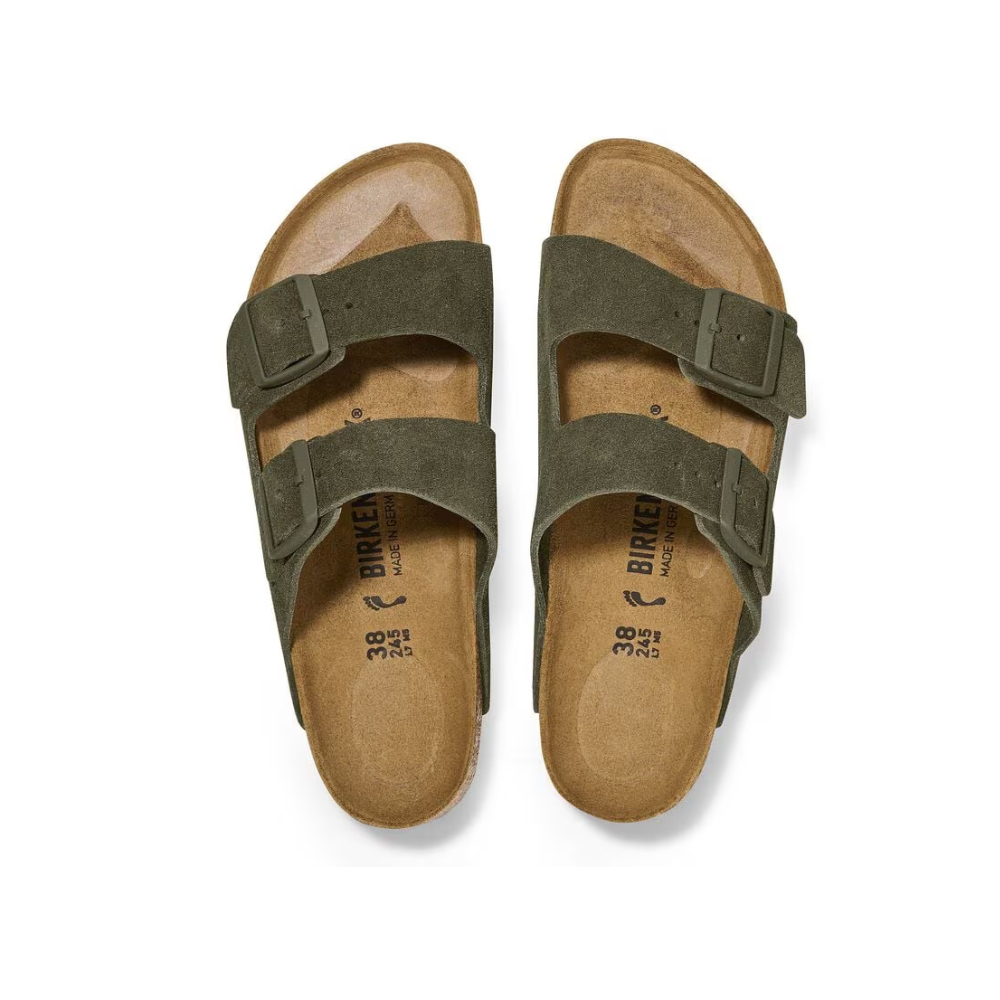 Birkenstock Arizona Suede Unisex Leather  Sandals - Narrow Fit Thyme 1025720
