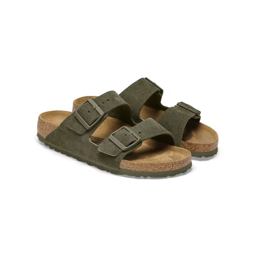 Birkenstock Arizona Suede Unisex Leather  Sandals - Narrow Fit Thyme 1025720