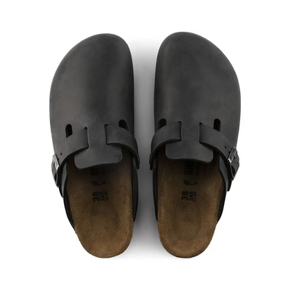Birkenstock Unisex Boston BS Oiled Leather Clog Sandal - Black