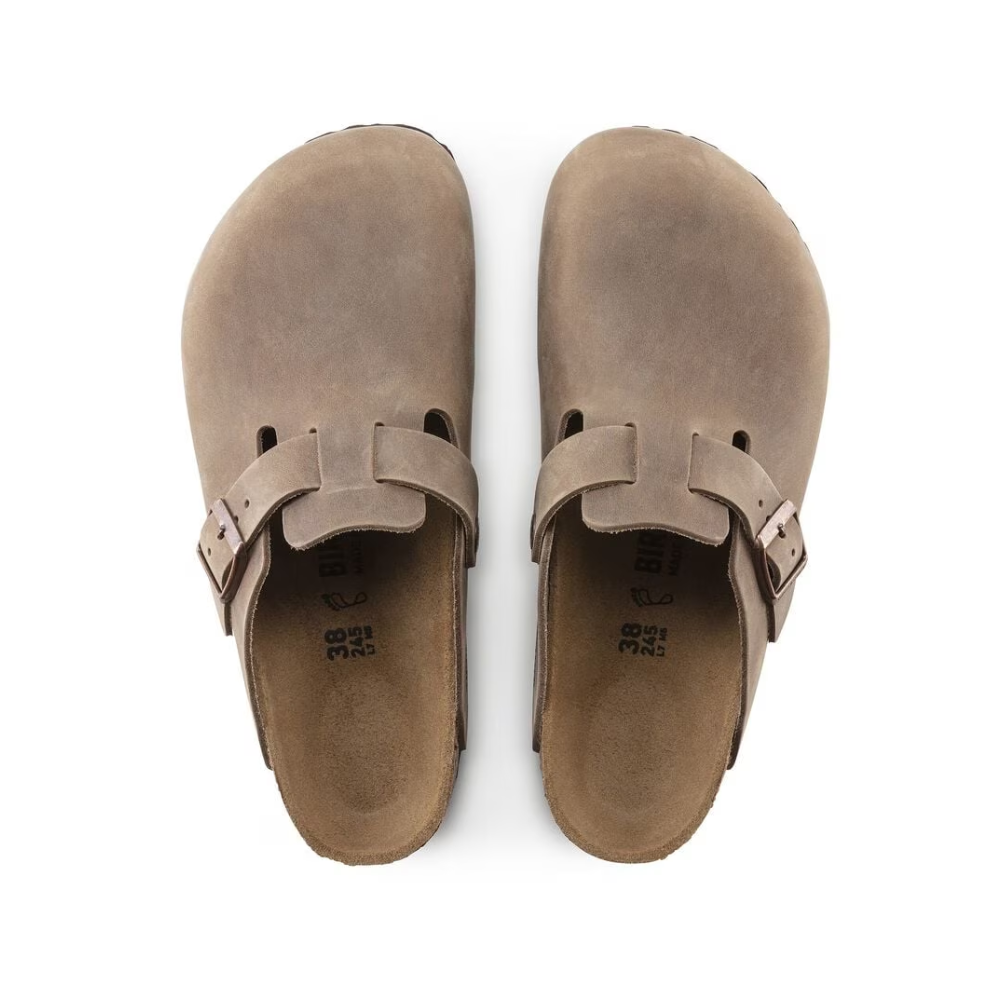 Birkenstock Boston Oiled Leather Clog Sandals Tobacco Brown Unisex