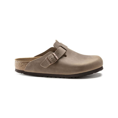 Birkenstock Boston Oiled Leather Clog Sandals Tobacco Brown Unisex