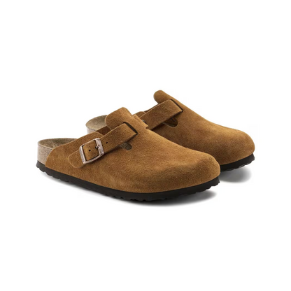 Birkenstock Boston Soft Footbed Unisex Suede Leather Clog Sandals Mink