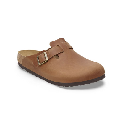Birkenstock Boston Unisex BS Oiled Leather Clog Sandals - Cognac